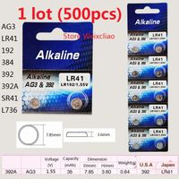 Wholesale 500pcs AG3 LR41 A SR41 L736 V Alkaline Button Cell Battery coin batteries