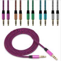 Wholesale Cell Electronic FFFAS m Aux Cable Car mm to mm Jack Audio Cable Male to Male Nylon Kabel m Gold Plug Aux Cord For Car iphone Samsung