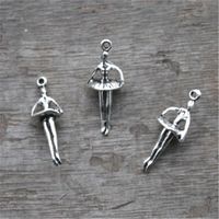 - encantos de sirena Tono Plata Antigua 2 caras de niña Colgantes 17*8mm 20 un