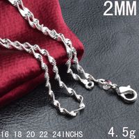 Wholesale MM Chain Necklace sterling Silver Water wave chain Necklace Jewelry size16 quot