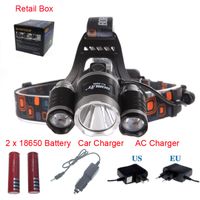 Wholesale Boruit Lumen XXM L T6R5 LED Headlamp Headlight Head Torch Lamp AC Charger Car Charger Battery for Outdoor Camping
