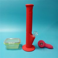 Wholesale Red Silicone Water Pipes with Colorful Mini Silicone Bongs with Big Silicone Wax Containers