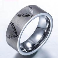 Wholesale Couples Pipe Cut real tungsten carbide ring new fashion Jewelry Finger ring for men and women with antler symbol engraved hot sales style