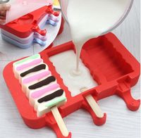 Wholesale Silicone Cartoon Cute Ice Pop Molds Popsicle Ice Trays Ice Cream Maker Frozen Holder Mould Kitchen Tools Popsicle Molds