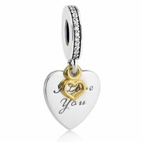 Wholesale Love you forever Pendants charms S925 sterling silver fits diy Jewelry bracelets CZ H7