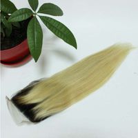 Wholesale Ombre Blonde human hair straight body wave Lace closure b Lace closure human hair closure x4inch bleached knots with baby hair
