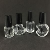 Wholesale 5ml Glass Empty Nail Polish Bottle Heart Round Square Apple Shape Transparent Cosmetic Container Clear Glass Nail Glue Bottle For Sample