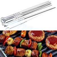Wholesale 39CM Food Camping Picnic vegetable Needle BBQ Barbecue Stainless Steel Grilling Party Kabob Kebab Flat lamb Skewers forks