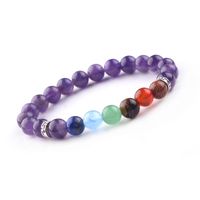 Wholesale Multicolor Chakra Stone Amethyst Beads buddha Bracelets Wristband Bangles bijoux armbanden voor vrouwen Women Men Jewelry