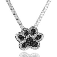 Wholesale Puppy Dog cat pet Paw Prints Charms Pendant For Women full Crystal Footprint pendants Necklaces Valentine s Day jewelry