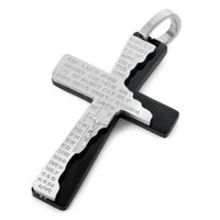 Wholesale Fashion men pendant Punk Rock Silver Black Bible Lords Prayer Jesus Christ Crucifix Cross Pendant Necklace Chain P6689