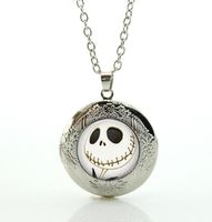 Wholesale Halloween gifts Nightmare Before Christmas Locket Necklace art Jack Skellington punk skeleton skull pendant jewelry