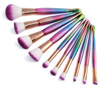 Wholesale Hot Mermaid Makeup brushes sets cosmetics brush bright color Spiral shank D Colorful unicorn screw makeup tools DHL