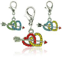 Wholesale JINGLANG Classic Lobster Clasp Charms Dangle Mix Color Arrow Through Double Heart DIY Charms For Jewelry Making Accessories