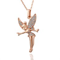Wholesale High quality women s angel k gold jewelry pendant necklace WGN010 A Rose gold white gemstone Necklaces with chains