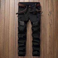 Uomini distrutta denim jeans bianchi strappati slim fit crepe in difficoltà
