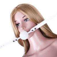 Wholesale Large Ball Mouth Gag D CM White Silicone Ball Mouth Gag PU Leather Bondage Restraint Mouth Plug Oral Fixation Adult Sex Toys q0506