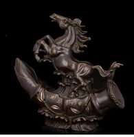 Wholesale Vintage CRAFTS ARTS Chinese ancient bronze Horse figurine fengshui Lucky Statue antiques home hotel decoration