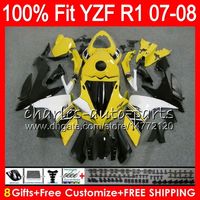 Wholesale 8Gifts Colors Injection For YAMAHA YZF1000 YZFR1 YZF HM13 YZF R1 YZF YZF R Yellow black YZF R1 Fairing