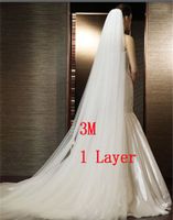 Wholesale 3M Elegant White Ivory Single Layer Simple Veils Long Wedding Veil Bridal Accessories With Comb