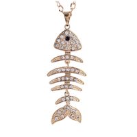 Wholesale Crystal Rhinestone Fishbone Pendant Necklace for Women Lady Fashion Sweater Chain Long Necklace Gold Silver Plated Jewelry Price