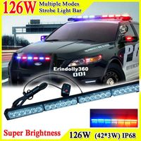 108W Red/&Blue 126 LED Strobe-Warning-Lights-Bar 12V Rotation Flashing Beacon Emergency Light Mini Bar for Trucks Vehicles