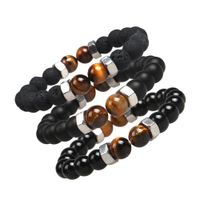 Wholesale Fashion Women Men Natural Black Lava Stone Bracelets mm matte Tiger Eye Stone Beads Screw cap Chakra Bracelets