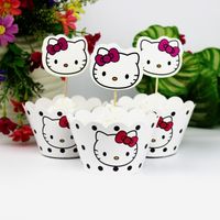 Wholesale 12 sets girls party favors cartoon cupcake wrapper inserted card decoration birthday party favors cup cake baking supplies