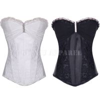 Wholesale Wedding corset for women Bridal Satin Corset with Rhinestone and Lace Cover Bustiers colors Black White Blue S XL Availabel