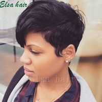 Style De Mode Pas Cher 100 Perruques De Cheveux Humains Coupe Coiffure Pixie Pour Les Femmes Noires Sans Colle Aucun Lacet Complet