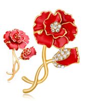 Wholesale Red Enamel Flower Brooch Female Cheap Crystal Poppy Broches Wedding Women Floral Lapel Pin DHL