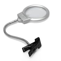 Wholesale Large Lens Book Reading Light Lighted Lamp Top Desk Table Magnifier Magnifying Glass With Clamp LED Light