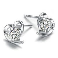Wholesale Hot crystal clear diamante heart earrings sterling silver earring jewelry romantic vintage exquisite wedding noble charms