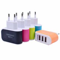 Wholesale 100pcs USB wall charger travel Adapter Candy Adaptor with triple USB Ports For iphone samsung S8 Mobile Phone free shipp
