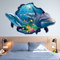 Wholesale cm D dolphin PVC Wall Decal Adhesive and removable seascape Wall Stickers wallpaper Mural Art Home Decor Accessory