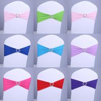 Wholesale 2017 Spandex Lycra Chair Sashes for Wedding Elastic Satin Chair Bands with Buckle Bows psc