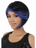 Wholesale Xiu Zhi Mei Fashion Sexy Straight Short Cheap Bob Wigs For Black Women Heat Resistant Synthetic Blue Highlights On Black Hair