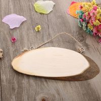 Wholesale Slice LOVE WORD Hanging Wall Plaques Oval Tree Log Slice Plaques with Hooks and Rope Wood Color