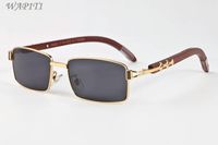Wholesale Fashion Sports Sunglasses Bamboo Wooden Sunglasses For Mens Gold Metal Frame Wood Sun glasses Women Buffalo Horn Glasses Lunettes Gafas