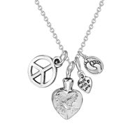 Wholesale Cremation Jewelry Memorial Ash Keepsake Pendant Dove with Heart Peace Symbol Charm Urn Necklace with Gift Bag