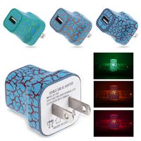 Wholesale LED Lighting Crack Style Travel Home Wall Charger V A Power Adapter US EU Plug Single USB Fast Charging Universal For iphone HTC Samsung
