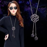 Wholesale rose tassel necklace new fashion jewelry for women clothing accessories fashion hanging chain craft necklace free