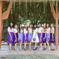 Wholesale Purple Knee Length Chiffon Skirts With Belt Feminine Elastic Waist Bridesmaid Dresses Custom Made A line Formal Wedding Party skirt