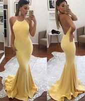 Wholesale Mermaid Prom Dresses Sexy Elegant Halter party formal dresses Blackless Long evening dress Gowns