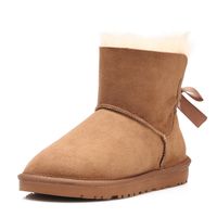2018 Australien classique en cuir véritable fourrure doublée de cheville Bottines en daim femmes hiver bottes de neige bailey bow bleu marine marron Mini
