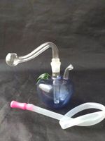 Wholesale Color small apple glass hookah pot Water pipes glass bongs hooakahs two functions for oil rigs glass bongs