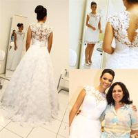 Wholesale Vintage Ball Gown Wedding Dresses High Neck Sleeveless Long Bridal Gowns Removable Skirt in Style Robe De Mariage