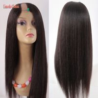 Wholesale 2018 Crazy Price Soft U Part Wig Yaki Straight Human Hair Peruvian Virgin Human Hair U part Wig Straight Style Middle U Part