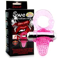Wholesale Vibrating Penis Ring Cock Ring Tongue Vibrator Clitoris Stimulator Sex Toys for Men Delay Ejaculation Cockring Adult Erotic Toys