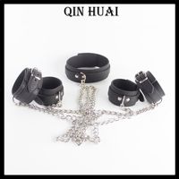 Wholesale bdsm sex toys bondage Adult supplies collar handcuffs fetter leather or stainless steel wrist ankle cuffs